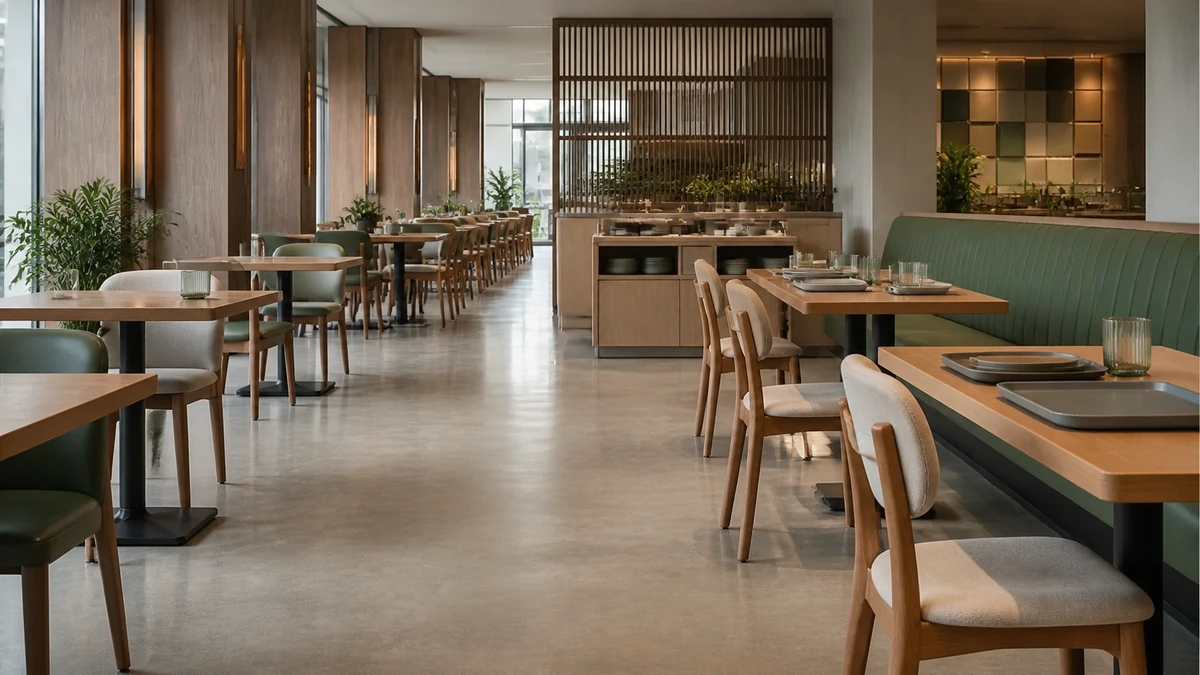 Titelbild zum Ratgeber: Cafeteria-Möblierung: Selbstbedienung, Tabletts und Rückgabewege mit Stühlen und Tischen planen